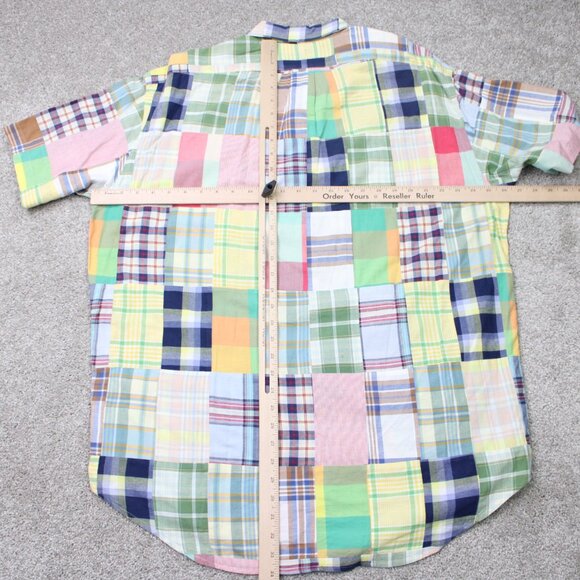 Ralph Lauren Shirt Mens Large Blake Patchwork Madras Short Sleeve Cotton Button - Picture 10 of 13